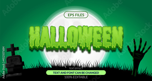 Halloween zombie spooky editable text effect. eps vector file. poster banner landscape horror night