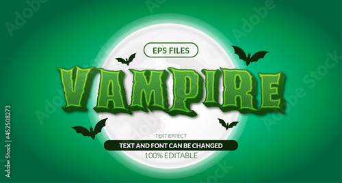 3d horror vampire halloween editable text effect. eps vector file. horror mystery night