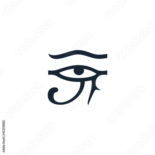 Egyptian Eye of Horus in minimalist style, flat vector illustration isolated.