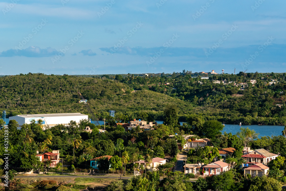Aerial view of the port or bay in Santiago de Cuba, Cuba