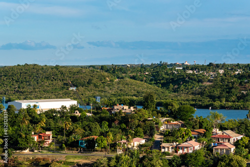 Aerial view of the port or bay in Santiago de Cuba  Cuba