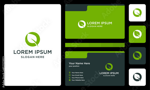 letter O with leaves. business card design template. icon for business luxury, elegant, simple. Premium Vectors.	