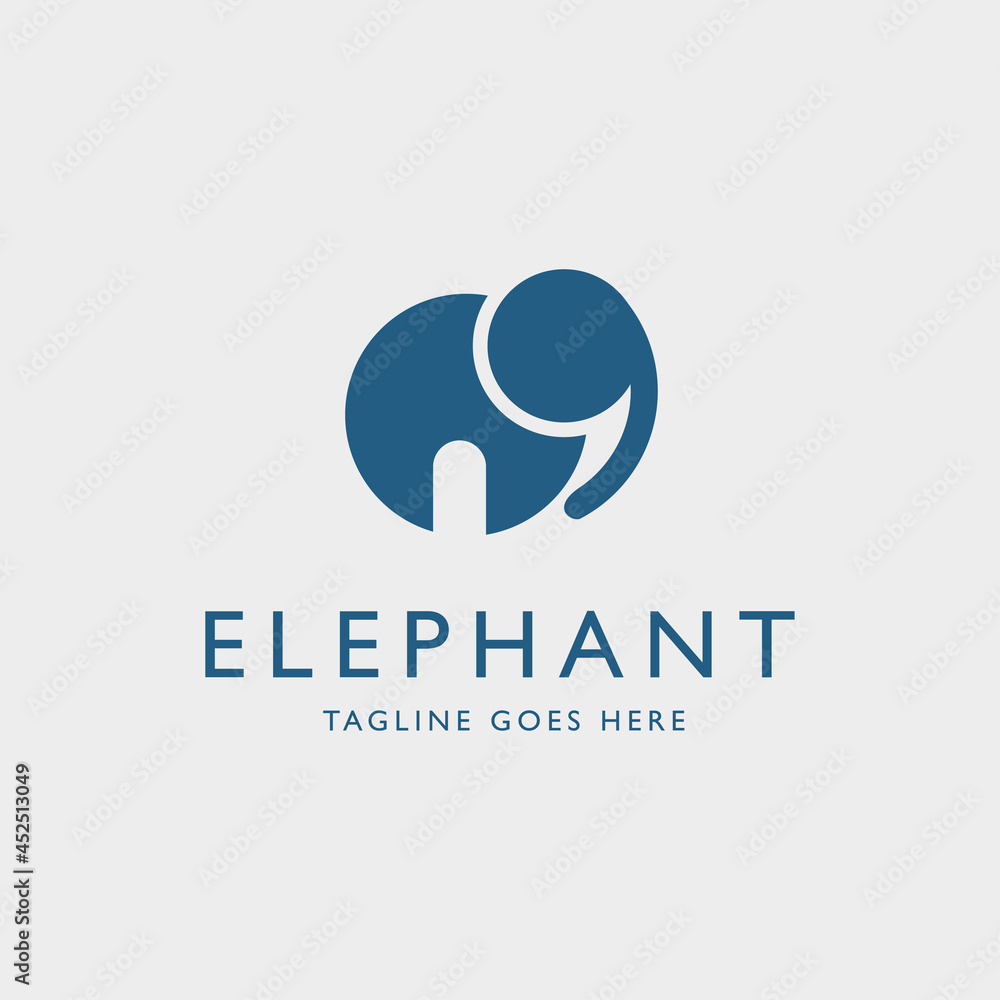 Cute elephant. circle elephant logo vector.