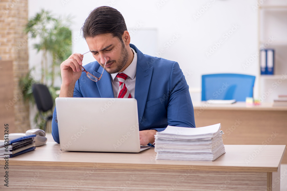 Young attractive employee working in the office Young attractive employee working in the office