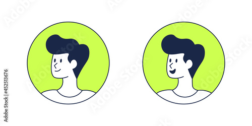 Minimalist Male Avatar - Amazing vector flat icon of a happy man and in minimalist line art style suitable for website, mobile apps, user profile, and illustration in general - Vector Characters