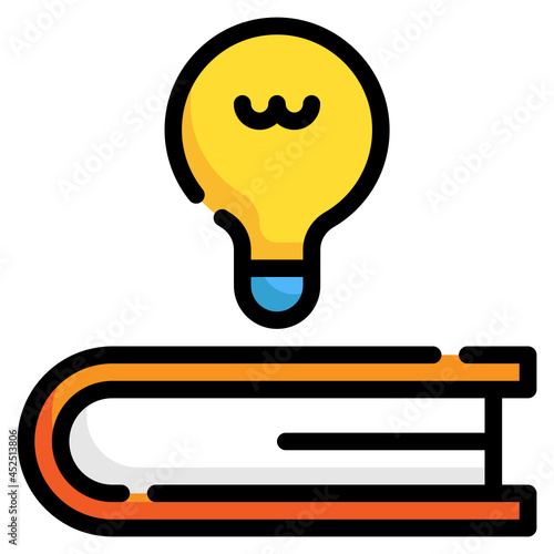 book bulb knowledge filled outline icon