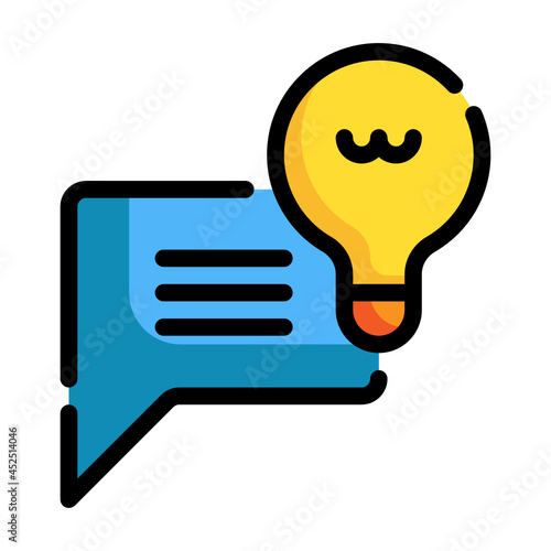 speech bubble bulb filled outline icon