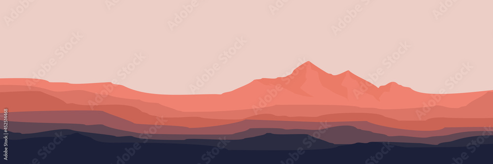 landscape mountain flat design vector illustration for pattern background, wallpaper, background template, and backdrop design	