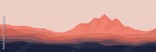 landscape mountain flat design vector illustration for pattern background, wallpaper, background template, and backdrop design 