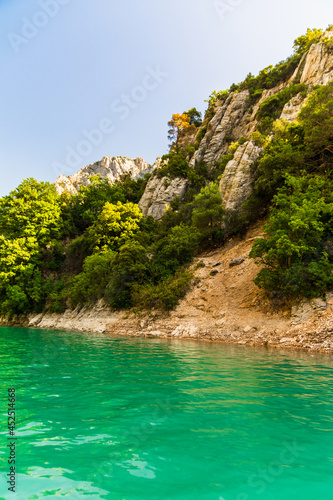 Cliffy rocks Verdon gorge near Galetas bridge, lake Sainte Croix, Provence, Provence Alpes Côte d'Azur, France