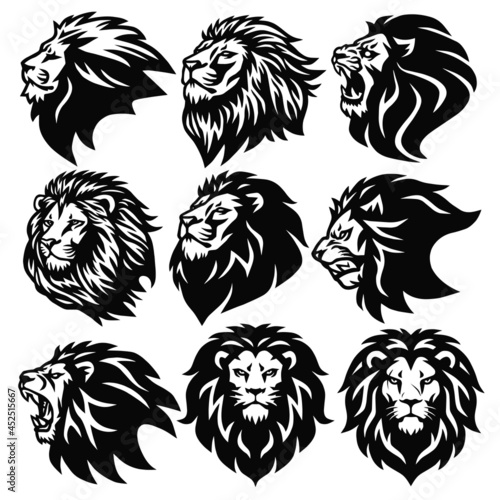 Lion Logo Set Premium Mascot Design Collection. Vector Illustration