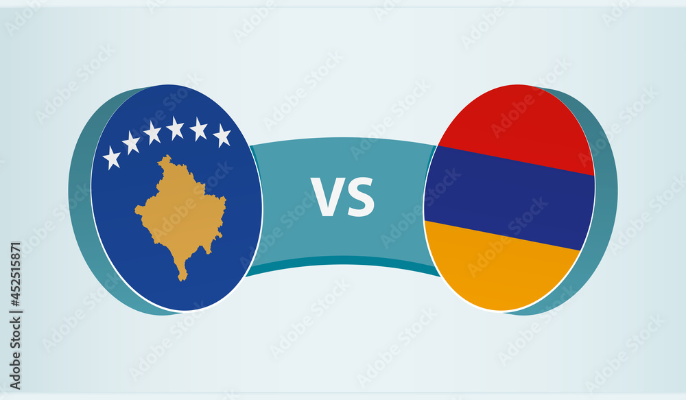 Kosovo versus Armenia, team sports competition concept. Kosovo versus Armenia, team sports competition concept.
