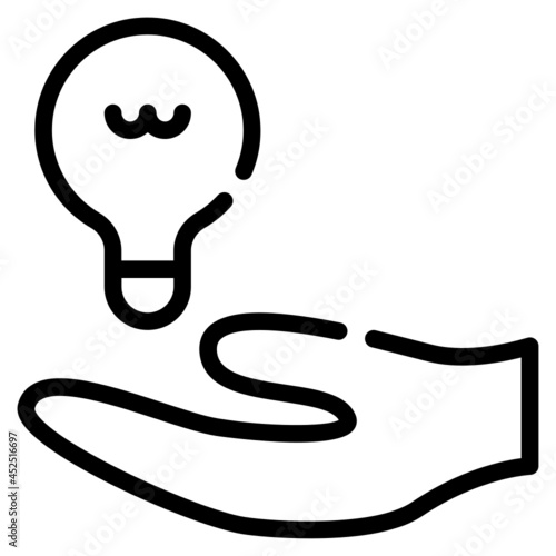 hand bulb simple line icon