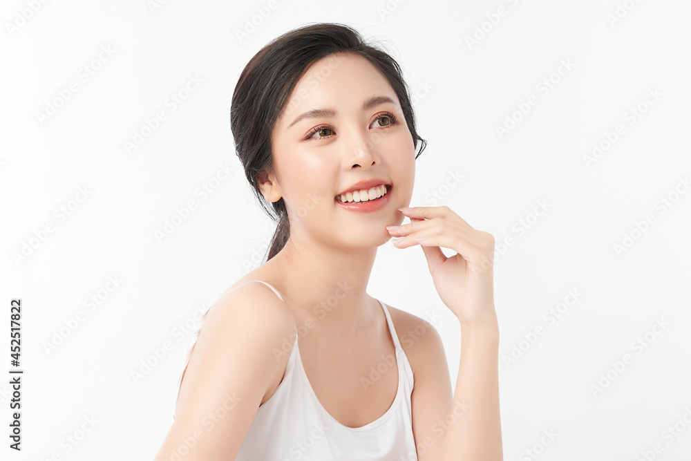 Beautiful young asian woman with clean fresh skin on white background, Face care, Facial treatment, Cosmetology, beauty and spa, Asian women portrait. Beautiful young asian woman with clean fresh skin on white background, Face care, Facial treatment, Cosmetology, beauty and spa, Asian women portrait.