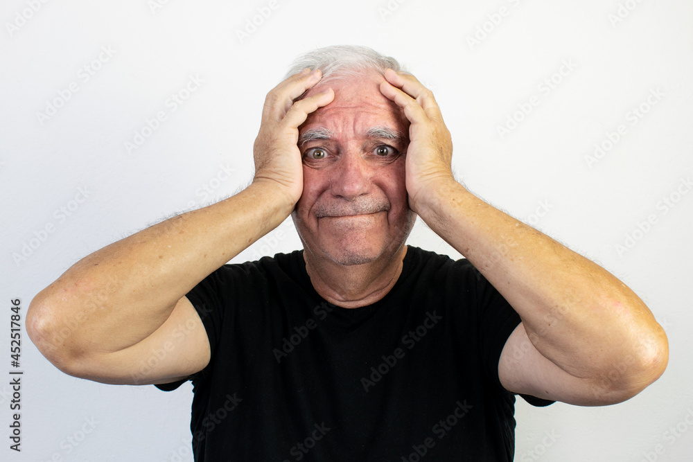 man male senior unhappy sad afraid scared face emotion fear retired shock stress man male senior unhappy sad afraid scared face emotion fear retired shock stress