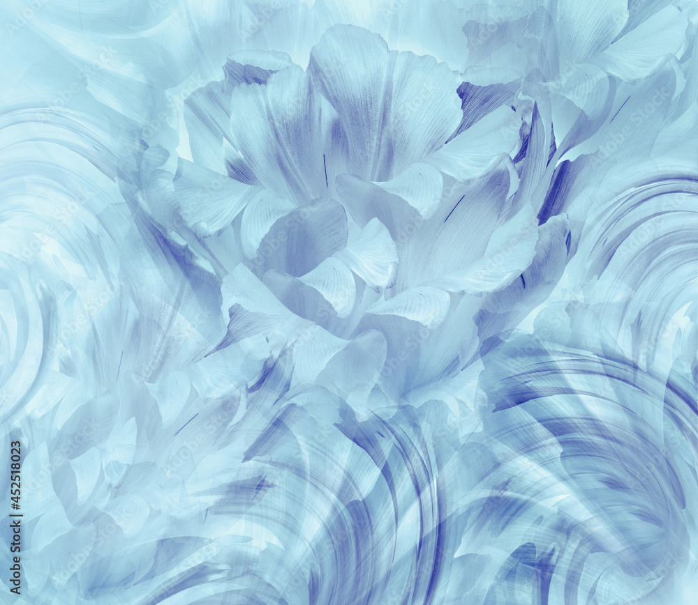 Blue  tulips.   Floral  background.   Closeup.  Nature.