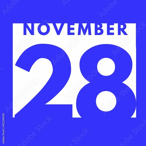 November 28 . flat modern daily calendar icon .date ,day, month .calendar for the month of November