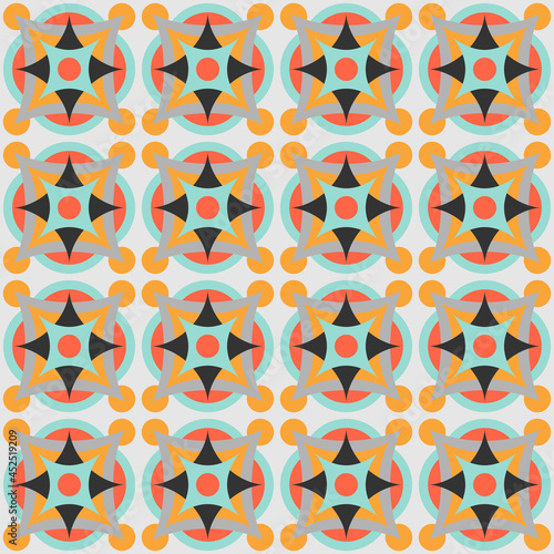 Ceramic tile abstract pattern. Geometric simple motif. Mexican talavera  portuguese azulejo or spanish majolica.