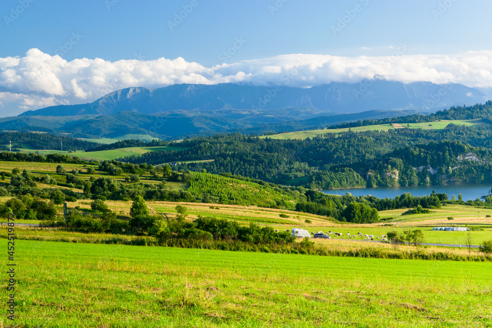 Polish mountain landscapes, fields and meadows