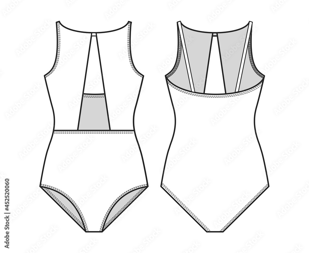 Fashion technical drawing of swimsuit Stock Vector | Adobe Stock