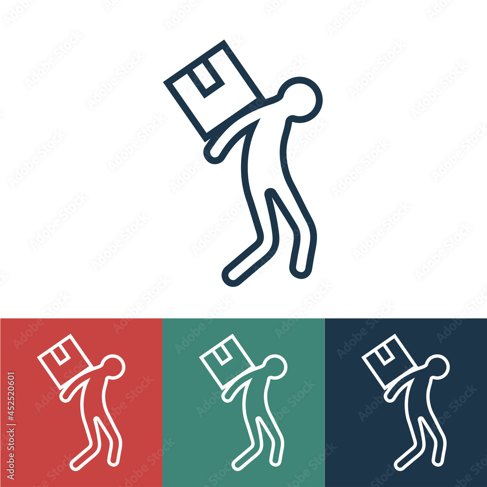 Linear vector icon man carrying box Linear vector icon man carrying box