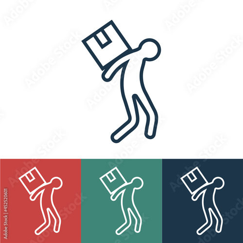 Linear vector icon man carrying box