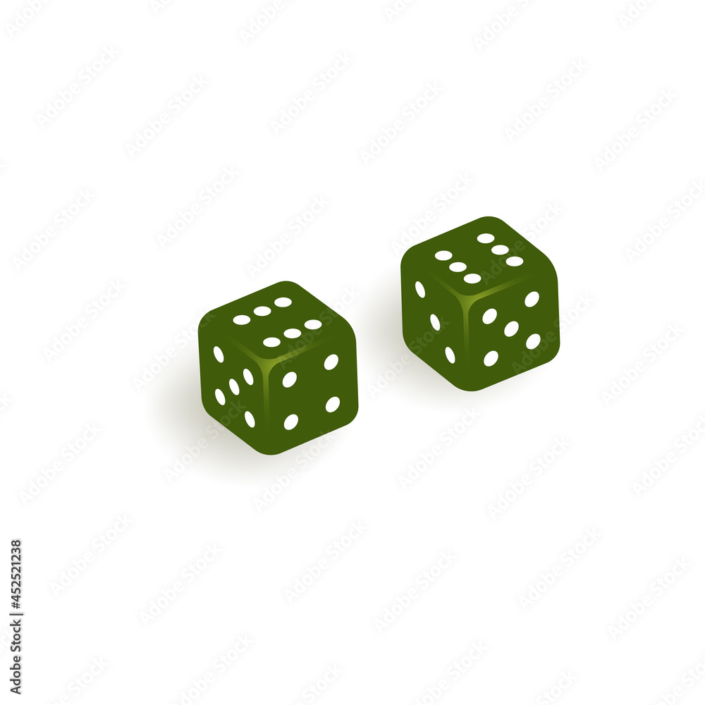 The icon of colored dice on a white background. The icon of colored dice on a white background.