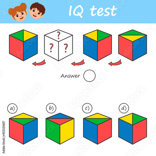 Educational game for kids for development logic test iq. Task game what comes next? Children funny riddle entertainment. Vector illustration