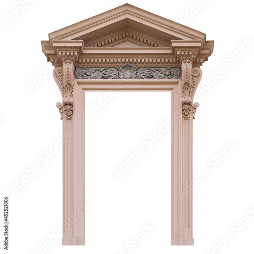 Elements of architectural decorations of buildings. Old arch. Renaissance pattern.