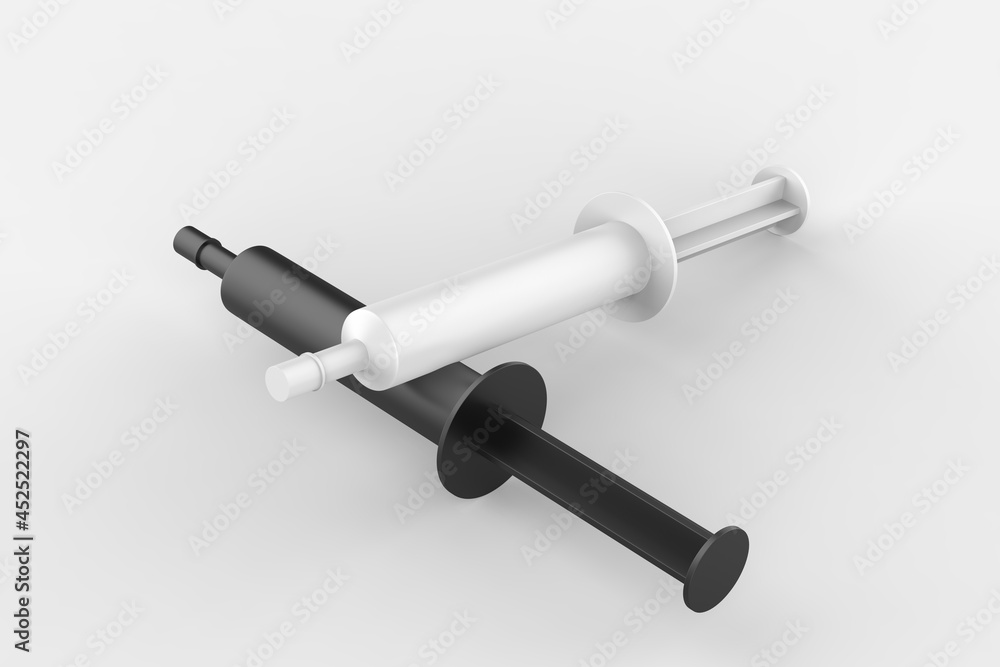 syringe on white background prepared for injection in hospital. 3d illustration syringe on white background prepared for injection in hospital. 3d illustration