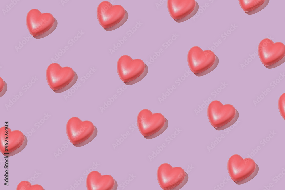 Pink hearts on a pastel background for congratulations on Valentine's day or other event.