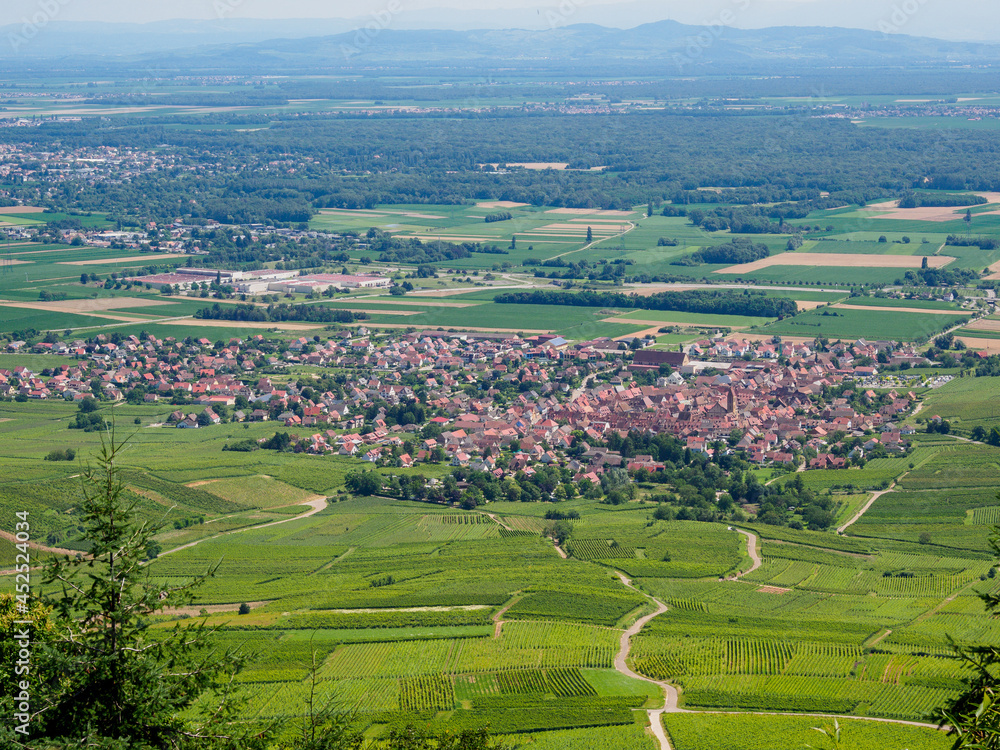 View Eguisheim village from the three castles, Alsace France.