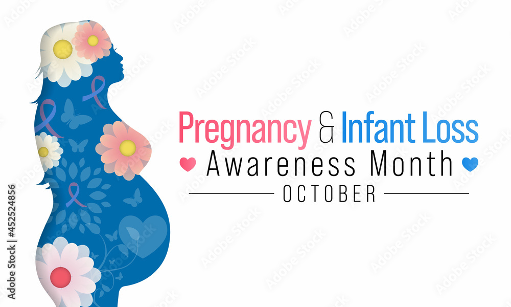 Pregnancy and infant loss awareness month (SIDS) is observed every year in October, to honor and remember those who have lost a child during pregnancy or in infancy. Vector illustration