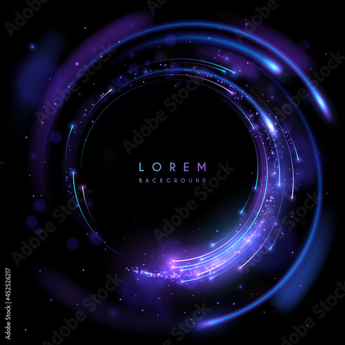 Abstract circle neon light lines background
