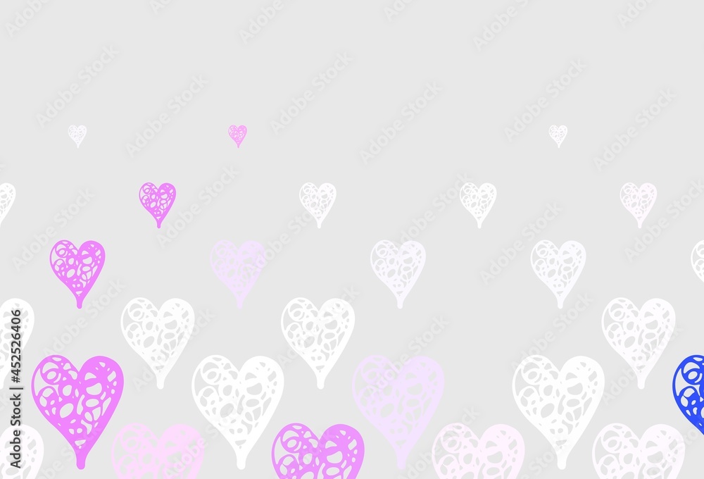 Light Pink vector backdrop with sweet hearts.