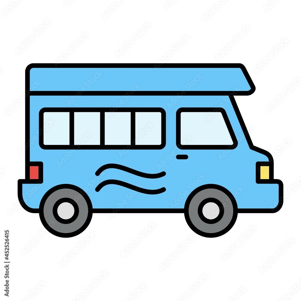 Vector Camper Van Filled Outline Icon Design Vector Camper Van Filled Outline Icon Design