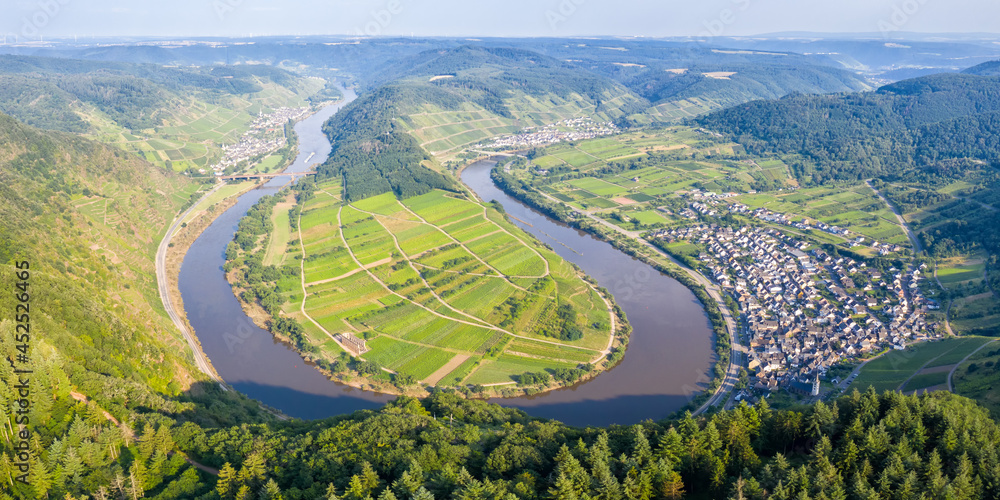 Moselle loop Calmont Mosel river landscape nature panorama in Bremm Germany