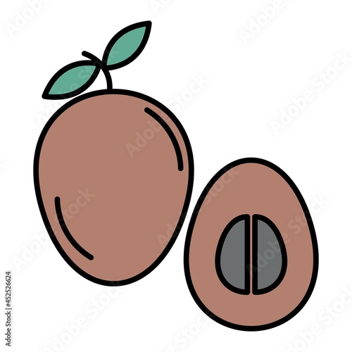 Vector Sapodilla Filled Outline Icon Design