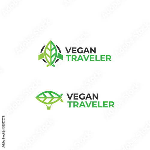 vegan travel logo set