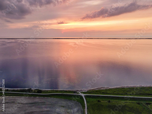 Top view to Island of Ummanz with clouds before the rain