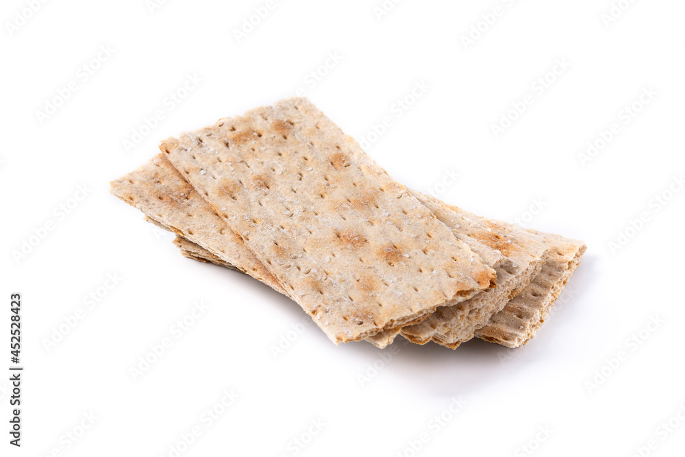 Traditional matzah bread isolated on white background Traditional matzah bread isolated on white background