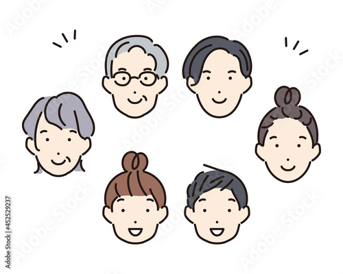 シンプル　イラスト　家族の顔アイコン