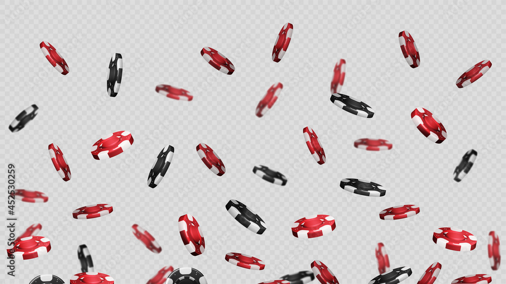 Falling poker gambling red and black chips isolated on transparent background for your arts Falling poker gambling red and black chips isolated on transparent background for your arts