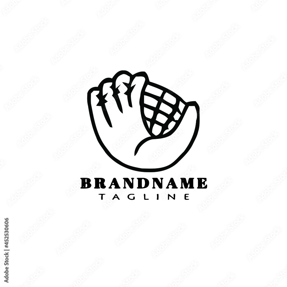 baseball glove logo cartoon icon design template isolated black vector
