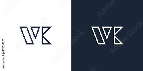 Abstract line art initial letters VK logo.