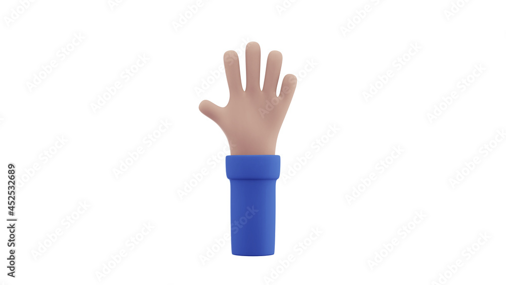 Greetings gesture Stylized 3D Hand Isolated on white 3D Render Greetings gesture Stylized 3D Hand Isolated on white 3D Render