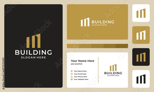 architectural building logo with real estate logo design template. icons for real estate businesses, buildings, luxury businesses. premium Vectors. business card.