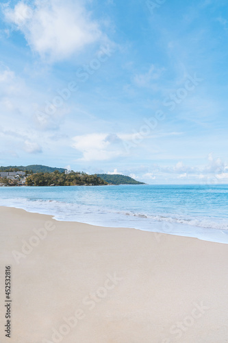 Beautiful summer on the beach with clear blue sky white sand. Kata Beach   Phuket   Thailand after COVID-19