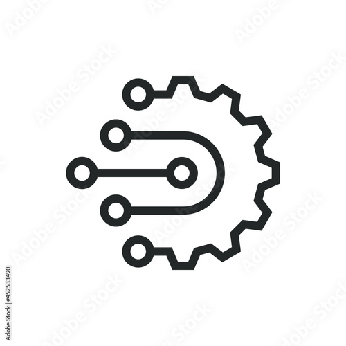 Digital technology gear icon concept isolated on white background. Vector illustration