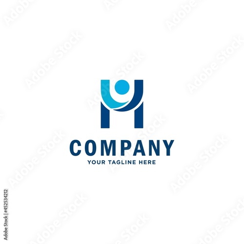 initials H. Human Resources Consulting Company, Global Community Logo